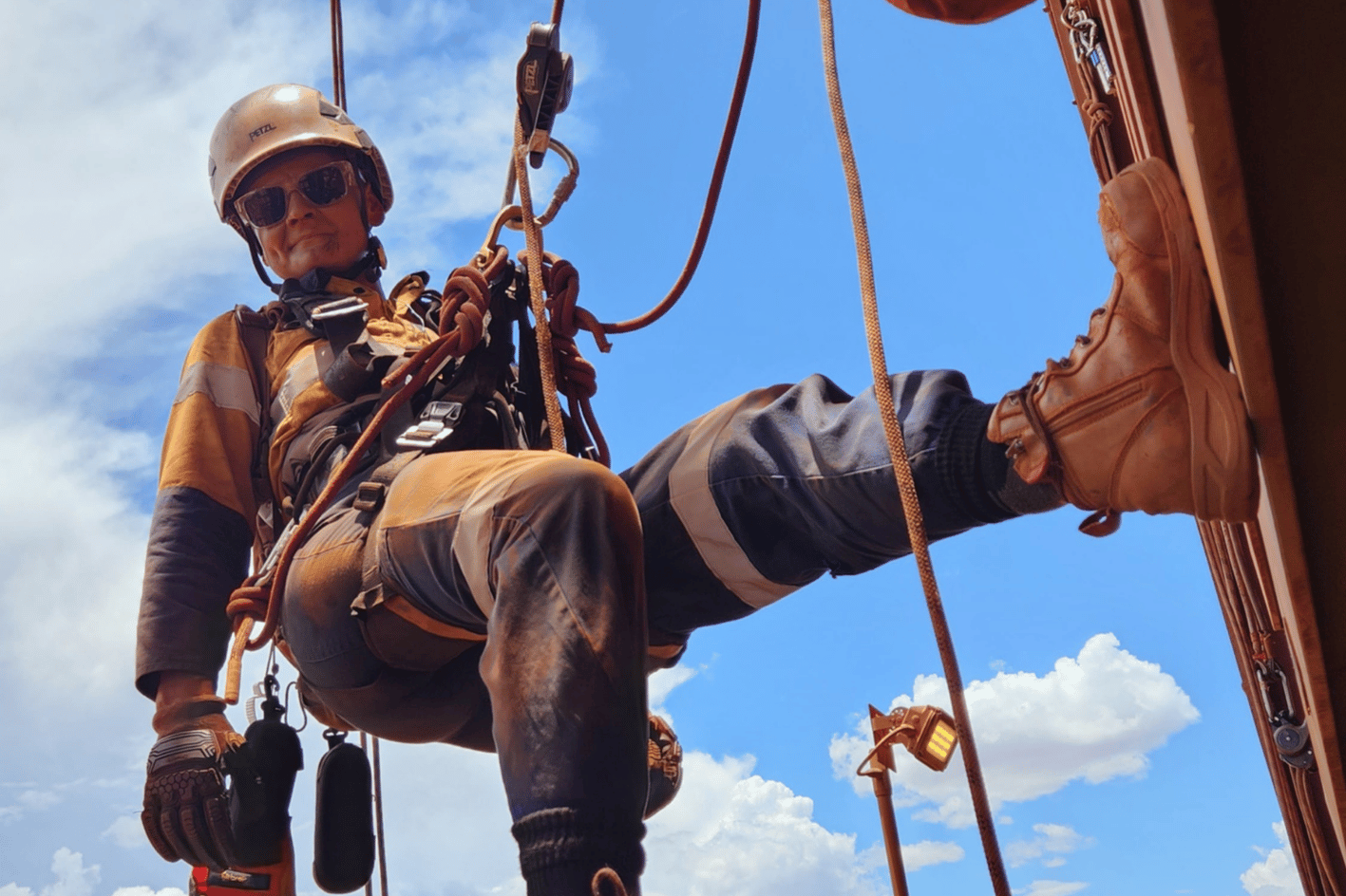 breight employee harnessed 