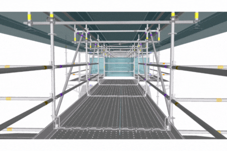 walkthrough of a 3d diagram of a complex scaffold design